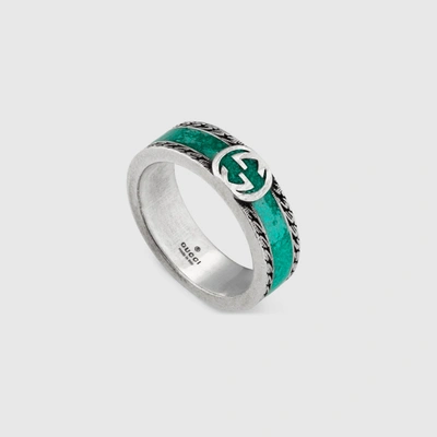 Shop Gucci Interlocking Ring In Silver
