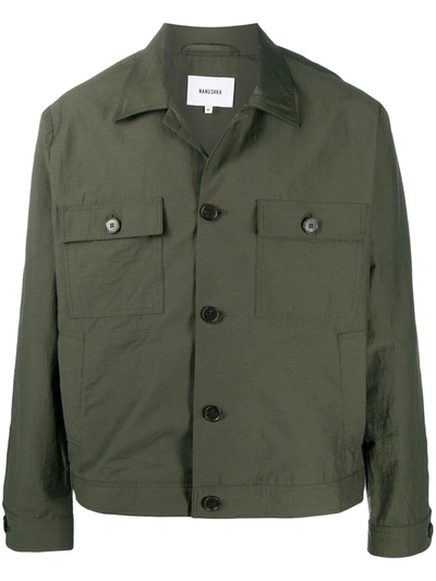 Shop Nanushka Pax Button-up Shirt Jacket In Green