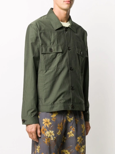 Shop Nanushka Pax Button-up Shirt Jacket In Green