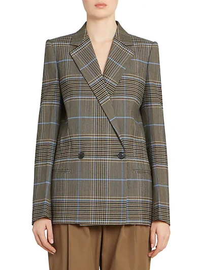 Shop Givenchy Structured Check Jacket In Blue Grey