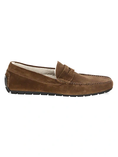 Shop To Boot New York Norse Shearling-lined Suede Penny Loafers In Sigaro