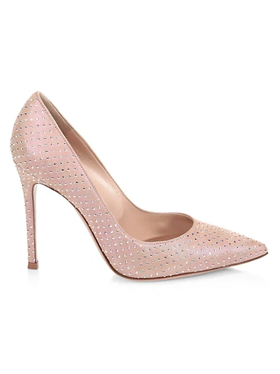 Shop Gianvito Rossi Gianvito Embellished Suede Pumps In Rosa