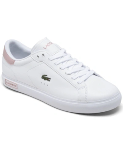 Shop Lacoste Women's Powercourt Casual Sneakers From Finish Line In White, Light Pink