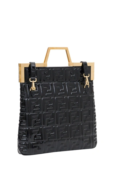 Shop Fendi Flat Shopping Bag Medium In Black
