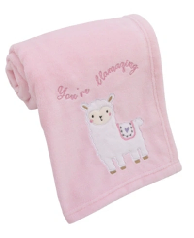 Shop Nojo Infant Girl's Sweet Llama And Butterflies Super Soft Baby Blanket With Applique And Embroidery In Pink