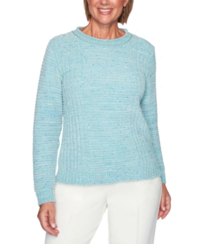 Shop Alfred Dunner Petite St. Moritz Fleck Chenille Sweater In Seafoam