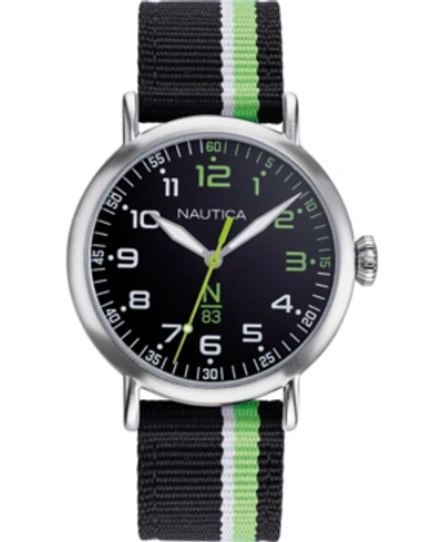 Shop Nautica N83 Men's Napwls913 Wakeland Black/green Stripe Fabric Strap Watch