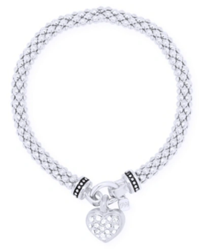 Shop Nine West Boxed Heart Stretch Bracelet In Silver-tone