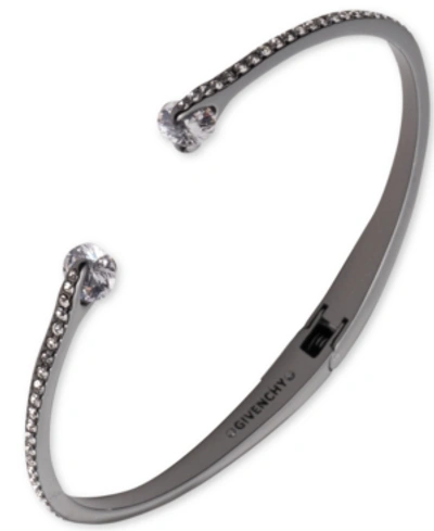Shop Givenchy Light Hematite-tone Pave Cuff Bracelet In Black