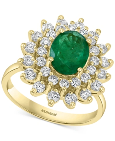 Shop Effy Collection Effy Emerald (1-1/2 Ct. T.w.) & Diamond (1 Ct. T.w.) Ring In 14k Gold In Yellow Gol