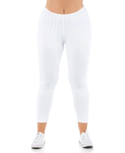 Shop 24seven Comfort Apparel Women's Plus Size Comfortable Ankle Length Stretch Leggings In White