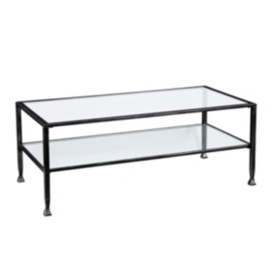 Southern Enterprises Brookford Metal And Glass Rectangular Open Shelf Cocktail Table In Black