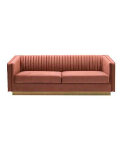 Shop Armen Living Miranda Velvet Sofa In Dusty Rose