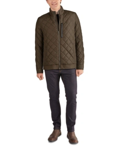 Shop Cole Haan Men's Diamond Quilt Jacket With Faux Sherpa Lining In Olive