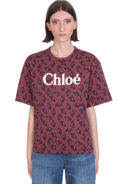 Shop Chloé T-shirt In Bordeaux Cotton