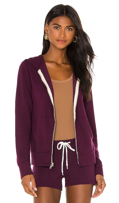 Shop Monrow Supersoft Zip Up Hoodie In Merlot