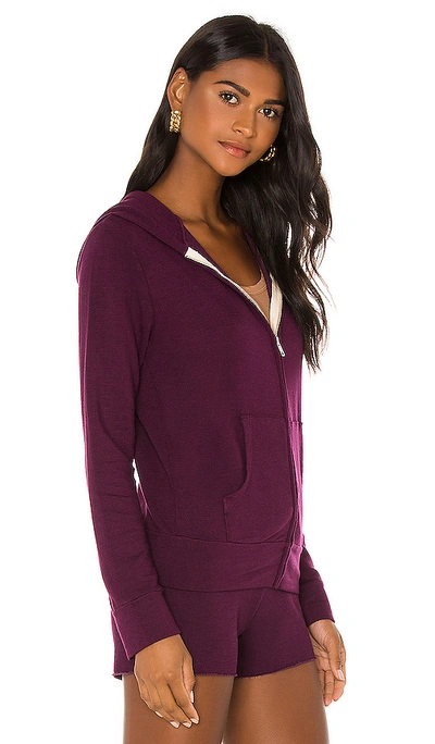 Shop Monrow Supersoft Zip Up Hoodie In Merlot