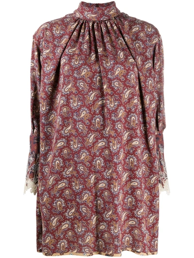 Shop Chloé High-neck Paisley Dress In Red
