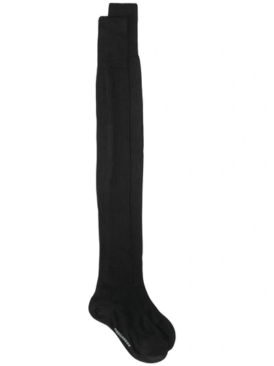 Shop Dsquared2 Long Jacquard Logo Socks In Black