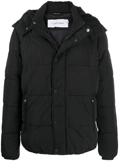 Shop Calvin Klein Padded Hooded Jacket In Black