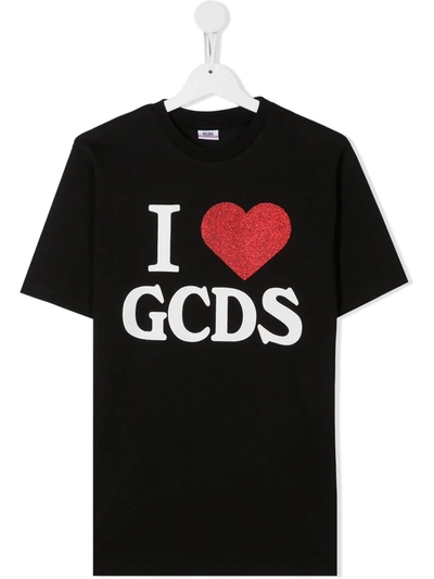 Shop Gcds Teen Logo Print T-shirt In Black