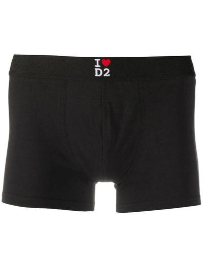 Shop Dsquared2 I Love D2 Logo Boxers In Black
