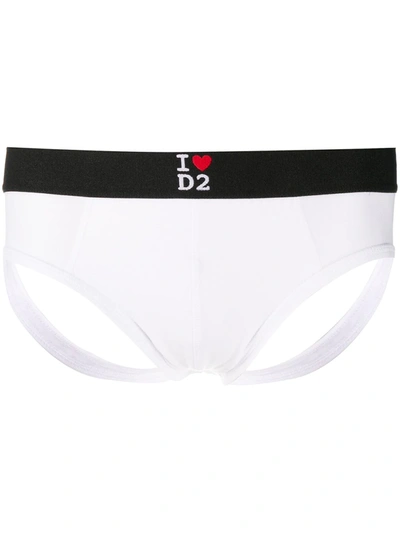 Shop Dsquared2 Rear Cut-out Detail Briefs In White