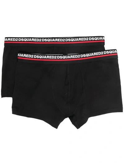 Shop Dsquared2 Two-pack Logo Waistband Boxer Briefs In Black