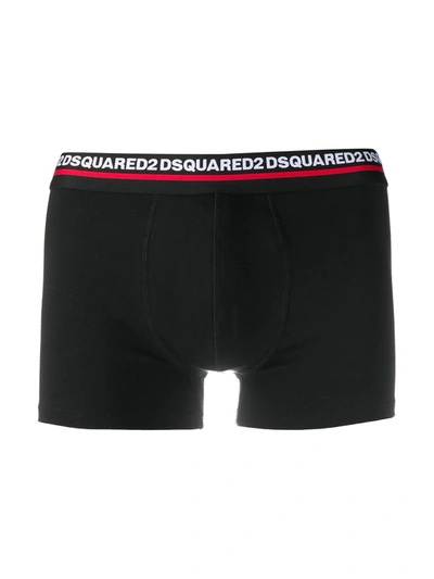 Shop Dsquared2 Two-pack Logo Waistband Boxer Briefs In Black
