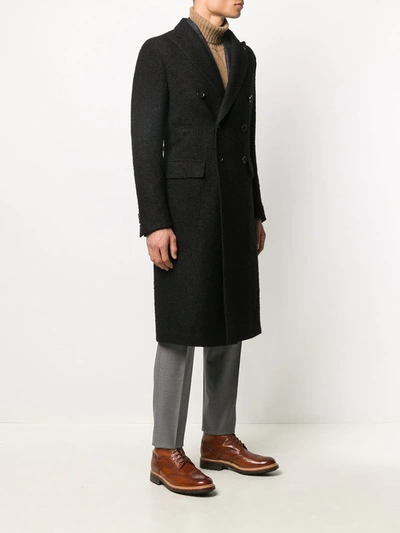 Shop Corneliani Double Breasted Midi Coat In Black