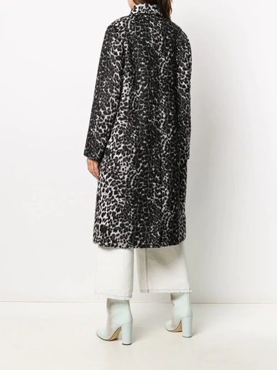 Shop Department 5 Leopard-print Single-breasted Coat In Black