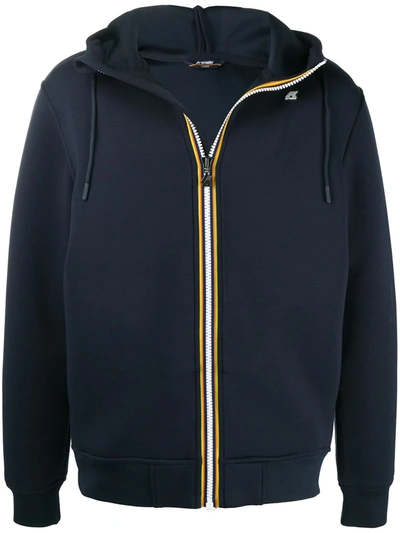 Shop K-way R&d Zip-up Drawstring Hoodie In Blue