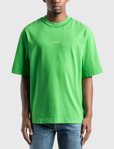 Shop Acne Studios Reverse Logo T-shirt In Green