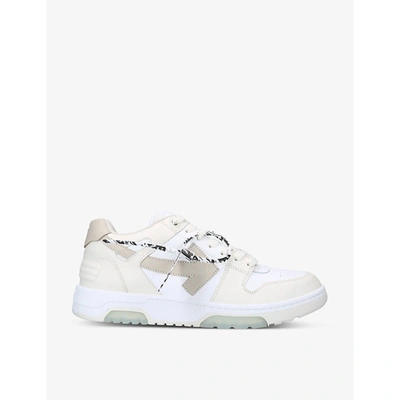 Shop Off-white Out Of Office Logo-embroidered Leather Low-top Trainers In White/oth