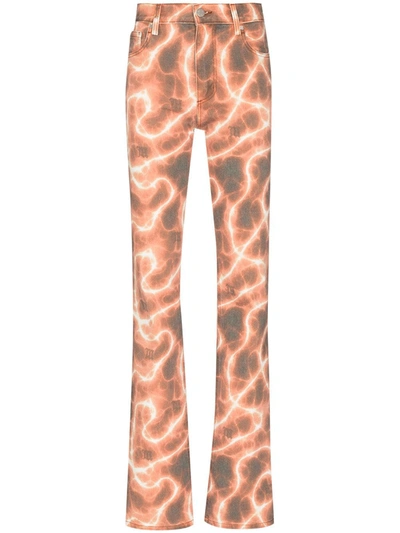 Shop Misbhv Tie-dye Print Straight-leg Jeans In Orange