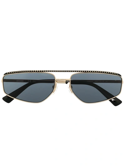 Shop Moschino Eyewear Slim Sunglasses In Gold