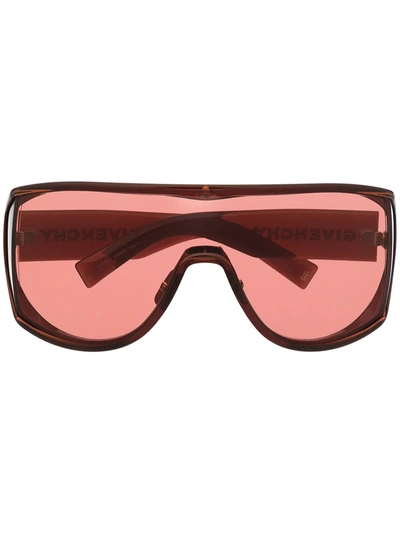 Shop Givenchy Gvisible Unisex Mask Sunglasses In Brown