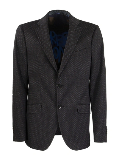 Shop Etro Wool Blend Jacquard Blazer In Black