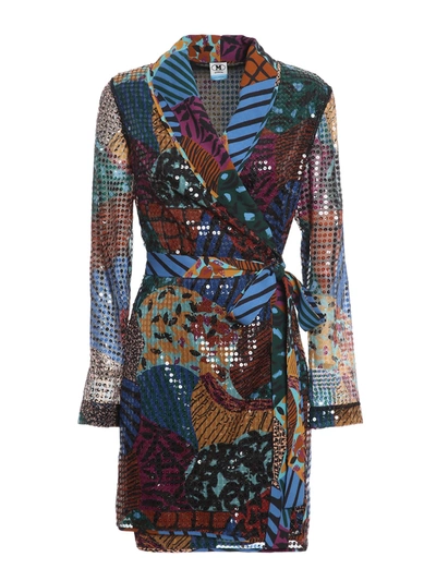 Shop M Missoni Sequined Wrap Dress Multicolor