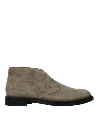 Shop Tod's Suede Desert Boots In Grey