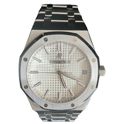 Pre-owned Audemars Piguet Royal Oak  White Steel Watch