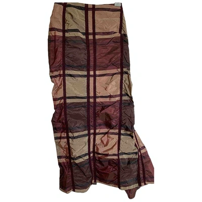Pre-owned Talbot Runhof Burgundy Silk Skirt
