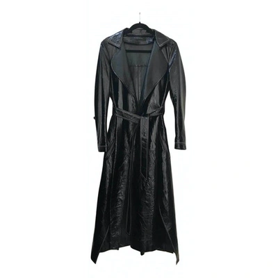 Pre-owned Roland Mouret Leather Trench Coat In Black