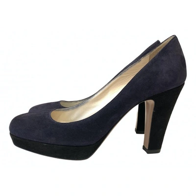 Pre-owned Prada Heels In Navy