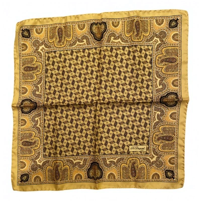 Pre-owned St Dupont Silk Scarf & Pocket Square In Yellow