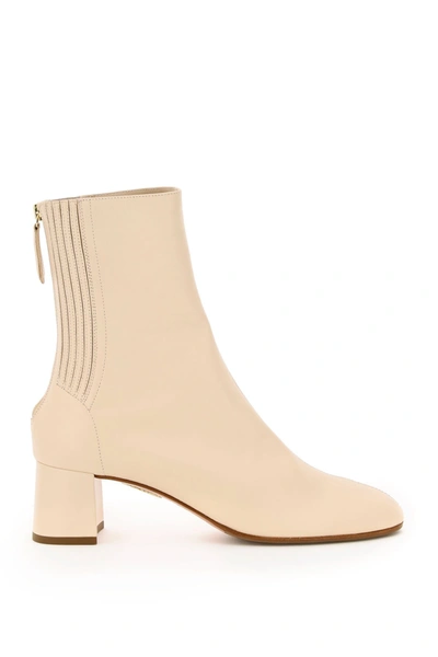 Shop Aquazzura Saint Honore' 50 Ankle Boots In Cream