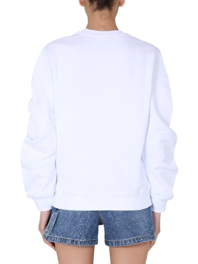 Shop Msgm Crew Neck Sweatshirt In White