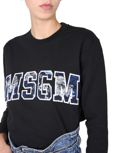 Shop Msgm Crew Neck Sweatshirt In Black