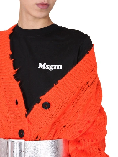 Shop Msgm Crew Neck T-shirt In Black