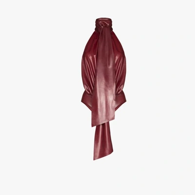 Shop Saint Laurent Latex Halterneck Bodysuit In Red